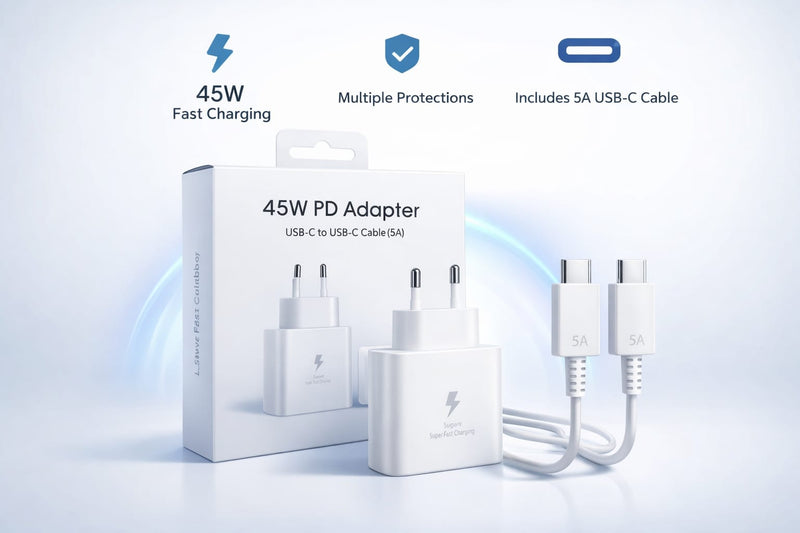 45W PD Fast Charger with USB-C to USB-C Cable (5A)