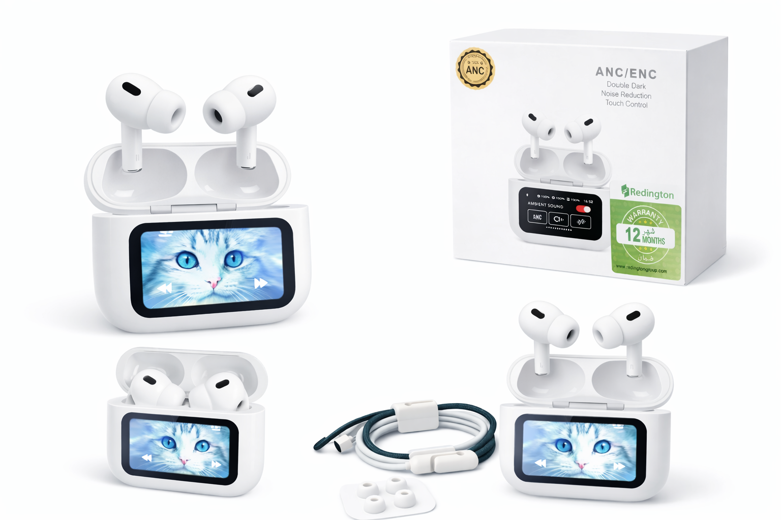 Screen Display Wireless Earbuds with ANC/ENC Screen Display Wireless Earbuds —